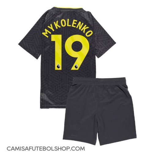 Camisa de time de futebol Everton Vitaliy Mykolenko #19 Replicas 2º Equipamento Infantil 2024-25 Manga Curta (+ Calças curtas)